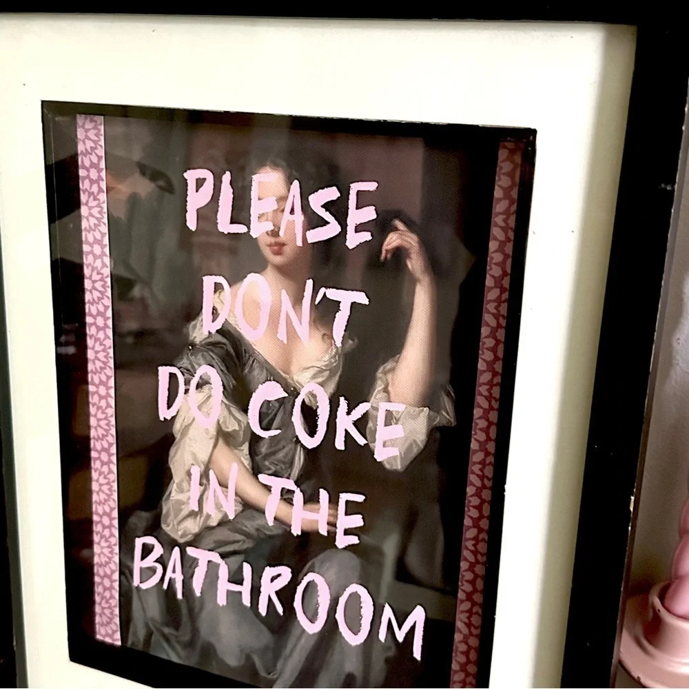 Please Don’t Do Coke in the Bathroom Renaissance Painting Canvas Print Frame Art